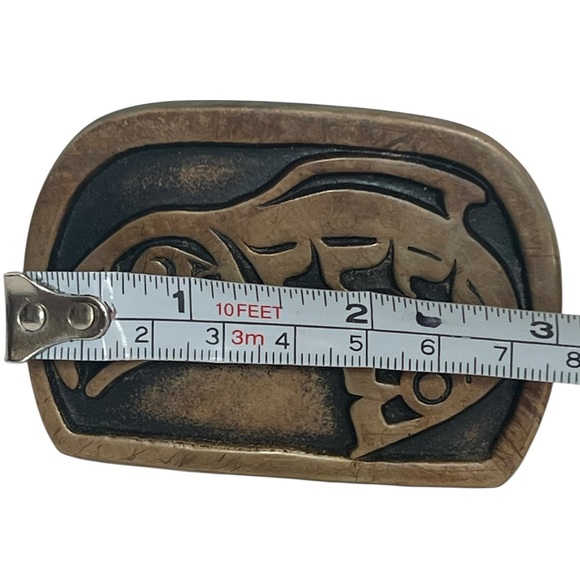 Vintage 1970s Native American Northwest Coast Brass Belt Buckle - Picture 3 of 5